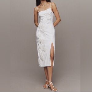 NWT BHLDN sleeveless straight neck cascading floral side slit dress size M